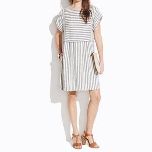 Madewell Boxy Navy Linen Striped "Blanca" Dress